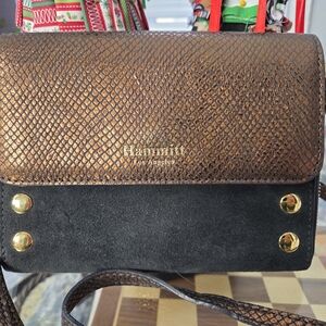 Hammitt Brown and Black Crossbody Bag with Gold Accents